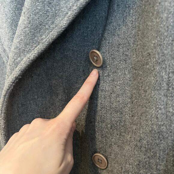 Abercrombie & Fitch Pea Coat Peacoat Jacket Womens Small Grey Red Plaid Wool - Picture 6 of 6